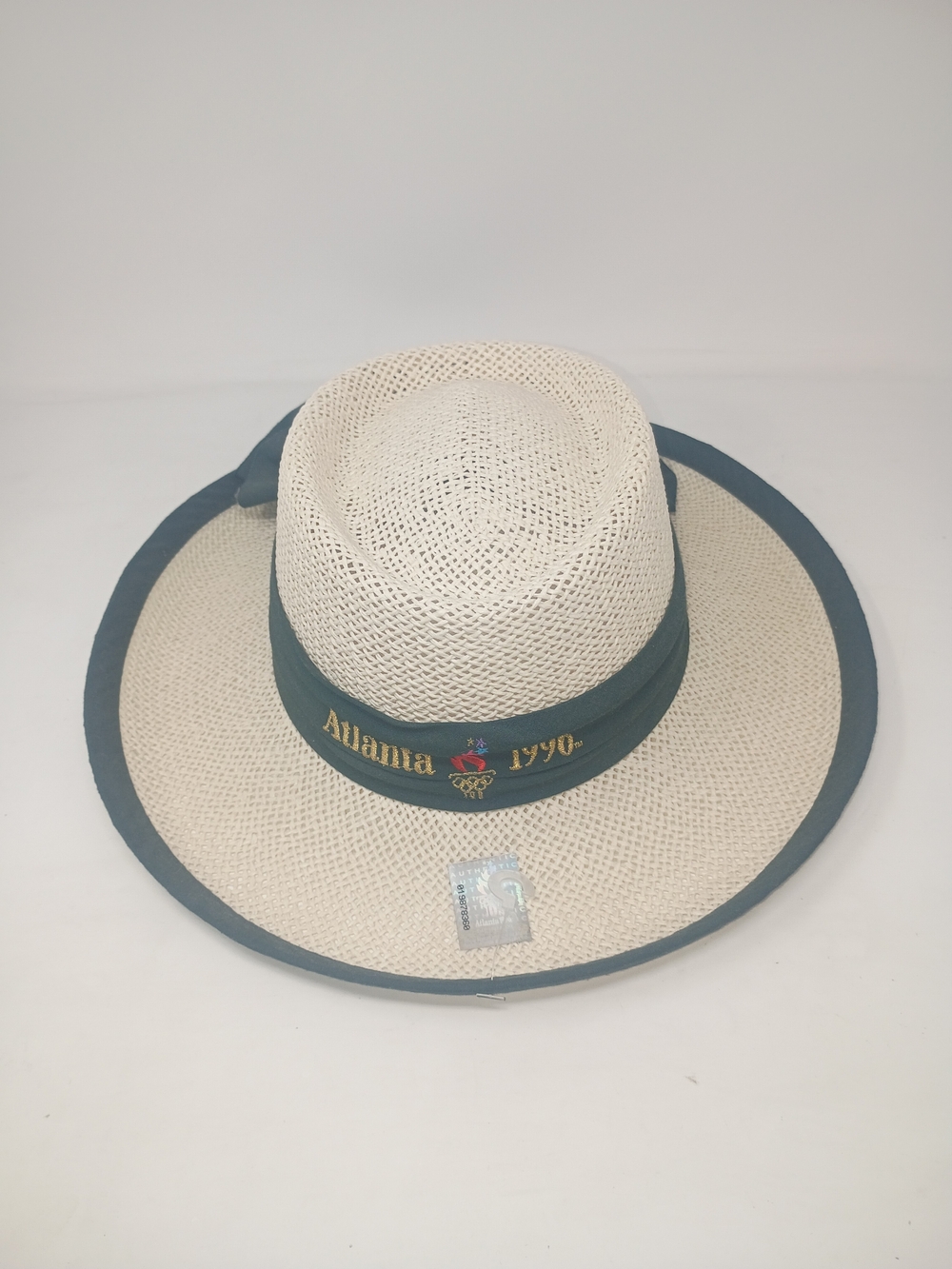 Vintage Atlanta 1996 Olympics Embroidered Straw Sun Hat with Teal Trim - Picture 3 of 12
